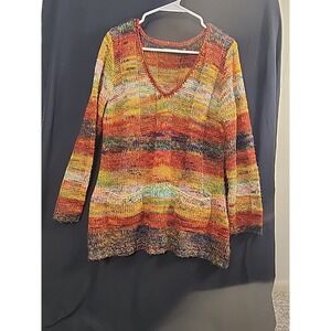 Kristin‎ Nicole Women's Striped Multicolor Long Sleeve Sweater Size Large